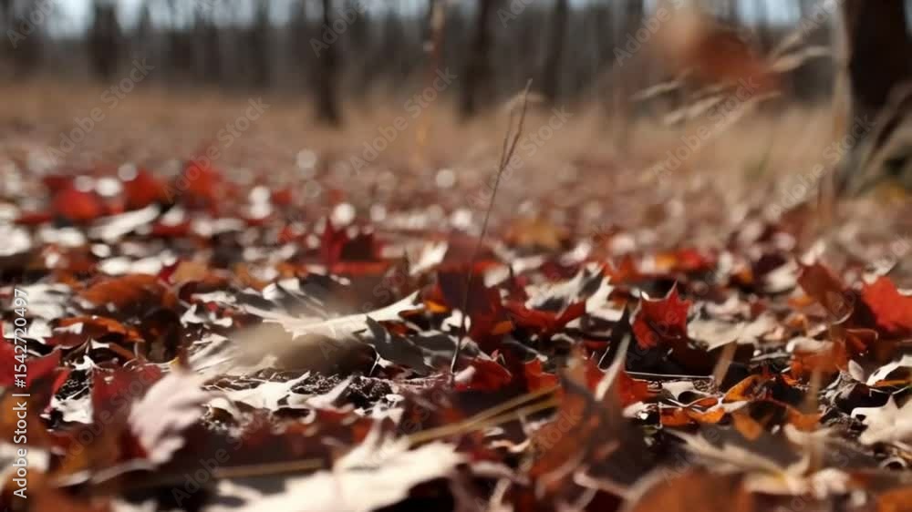 Dry autumn leaves swirling on forest floor in the wind Dry autumn leaves swirling on forest floor in the wind