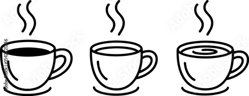 Coffee cups vector illustration for cafe menu design and hot drink concept with steam minimalist art editable stock vector illustration