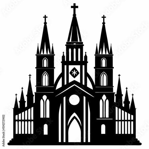 cathedral silhouette vector black on white background