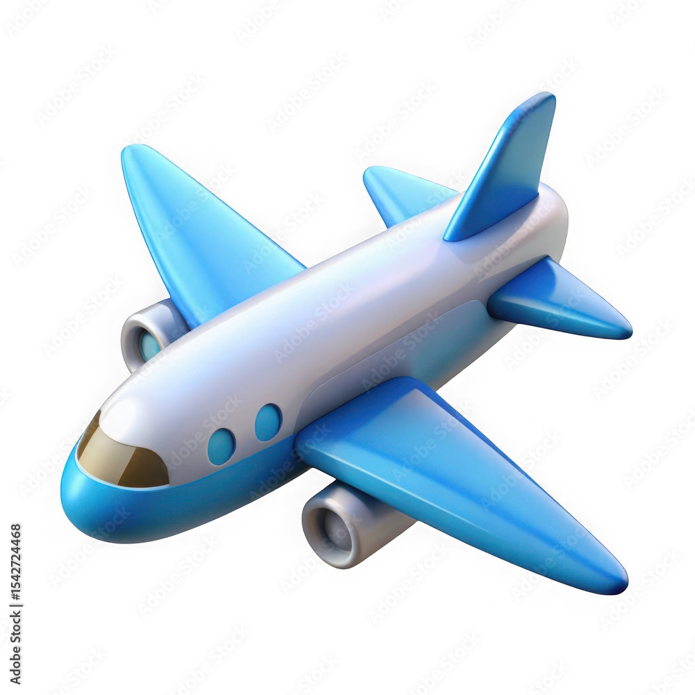 Obraz premium Cartoon airplane icon 3d render isolated on transparent background