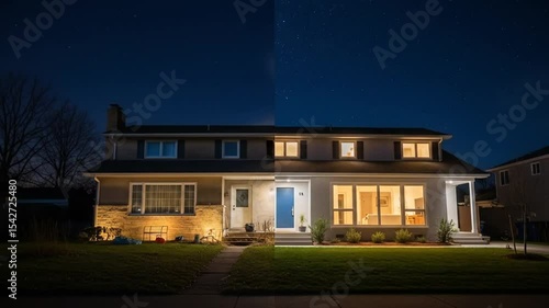 Wallpaper Mural Time lapse video showing changing colors of a house front door at night over several seconds Torontodigital.ca