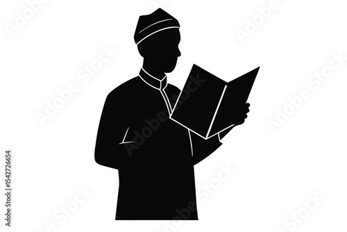 Bild auf Leinwand Silhouette of man reciting from the quran