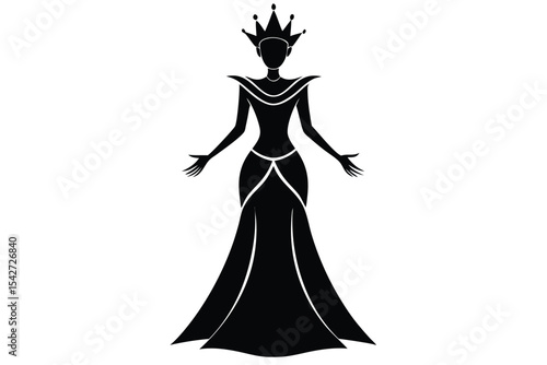 Minimalist drag queen in glamorous gown with crow