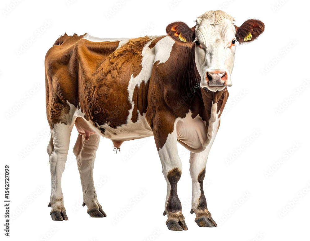 Realistic photo of a standing cow, PNG Realistic photo of a standing cow, PNG