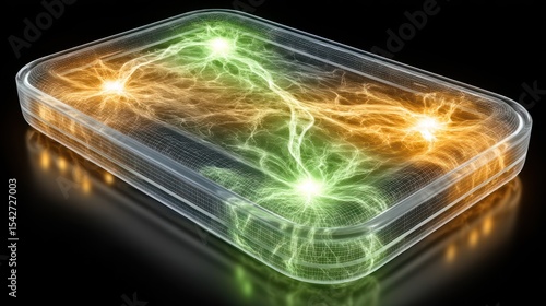 Abstract Energy Display: Glowing Plasma in a Glass Container