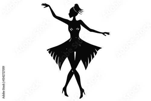 Minimalist drag queen dancing in fringe dress