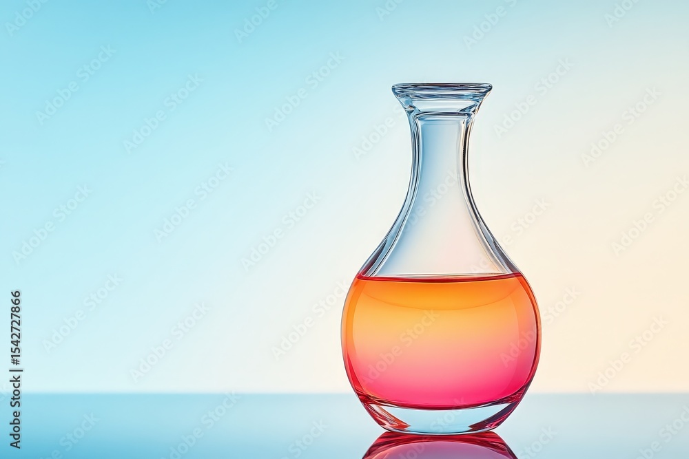 Glass decanter with colorful liquid. Glass decanter with colorful liquid.