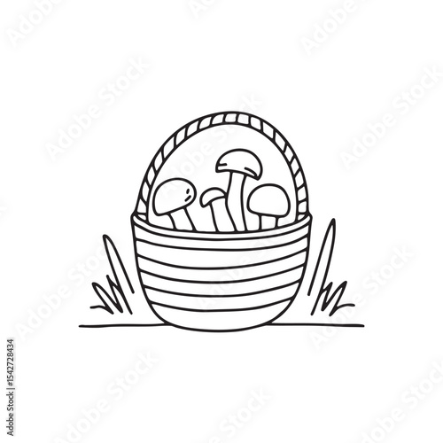 A basket of mushrooms resting near underbrush