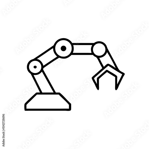 Industrial robotic arm with gripping mechanism in flat design  