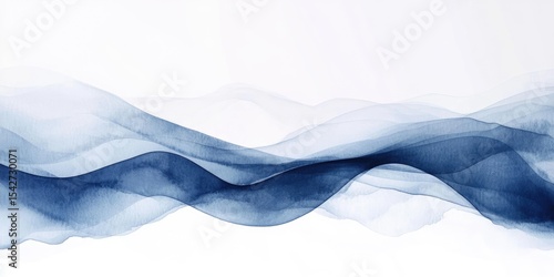 Wallpaper Mural Abstract flowing waves of deep blue and light blue on white Torontodigital.ca