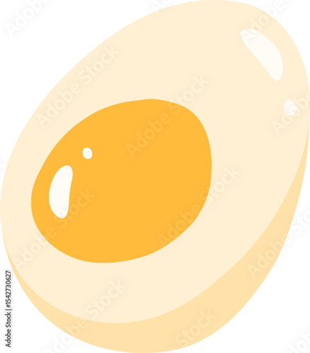 Boiled Egg Illustration, Cute Breakfast Food Clipart, Kawaii Simple Protein Graphic

