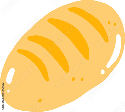 Loaf of Bread Illustration, Cute Bakery Clipart, Kawaii Baked Food Graphic

