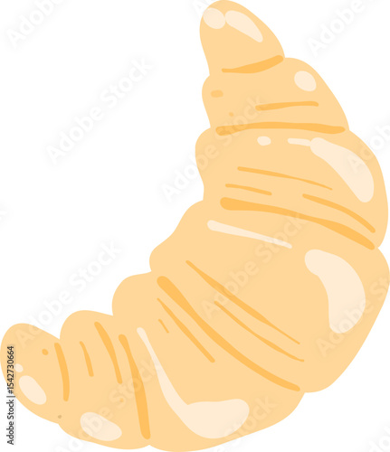 Croissant Pastry Illustration, Cute French Bakery Clipart, Kawaii Breakfast Food Graphic