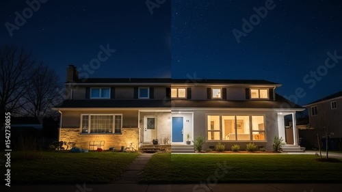 Wallpaper Mural Time lapse video showing changing colors of a house front door at night over several seconds Torontodigital.ca