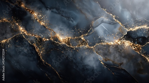 黒と金の豪華な大理石テクスチャ背景｜Luxurious black and gold marble texture background