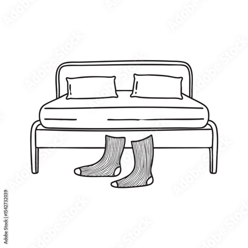 Socks placed beneath a sleek modern bed