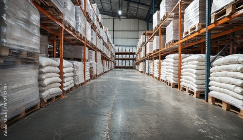 Wallpaper Mural Industrial warehouse interior, full of stacked goods on metal shelving Torontodigital.ca