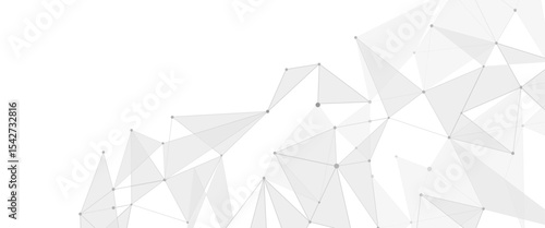Vector modern low poly digital network lines and dots on white background