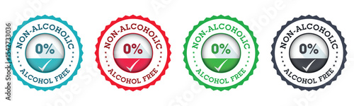 Non Alcoholic 0 Percent Alcohol Free Seal Badges