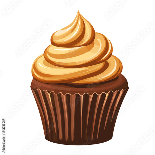 Wallpaper Mural playful chocolate cupcake with swirl frosting cartoon icon style white background. Torontodigital.ca