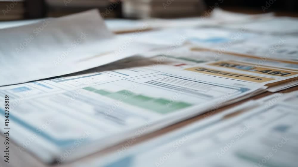Flipping Through Documents: Close-Up of Papers with Charts and License Plates Flipping Through Documents: Close-Up of Papers with Charts and License Plates