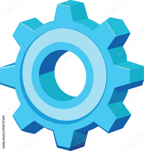 Isometric 3d blue gear cogwheel mechanism illustration