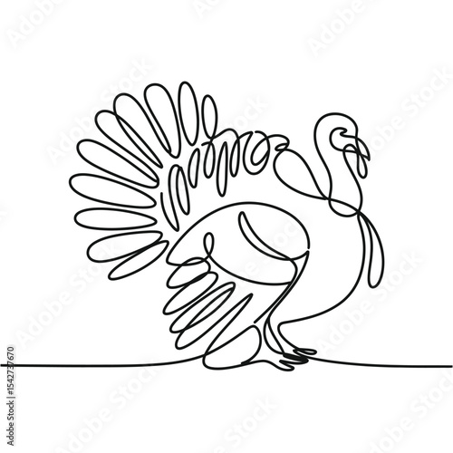 Continuous Line Drawing Thanksgiving Turkey