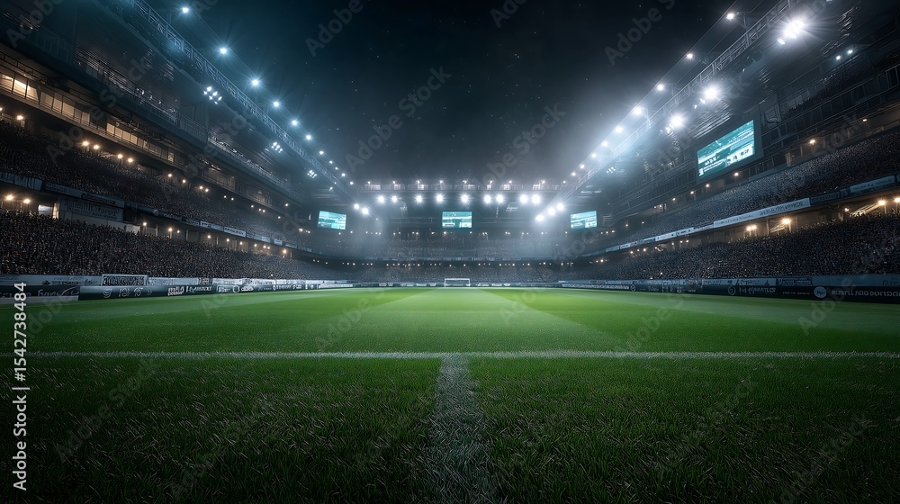 Vibrant and visually striking generative photo featuring the lush green lawn of a soccer stadium Vibrant and visually striking generative photo featuring the lush green lawn of a soccer stadium