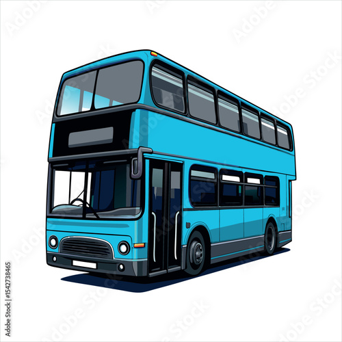 Flat Vector Bus Illustration in Urban Style