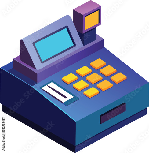 Isometric illustration of a modern cash register