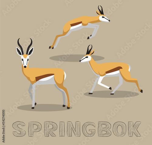 Springbok Antelope Cartoon Vector Illustration