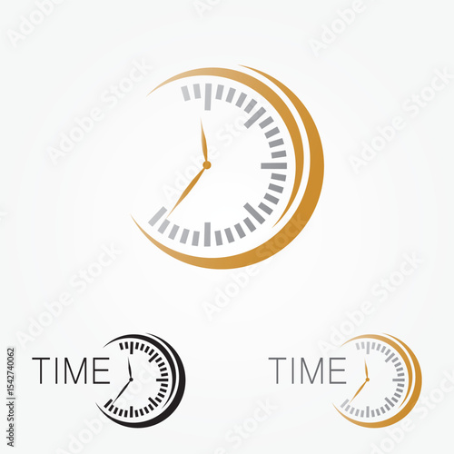 Watched frame icon design template. Simple timeless logo with clock vector illustration symbol. Letter watch time classic elegant