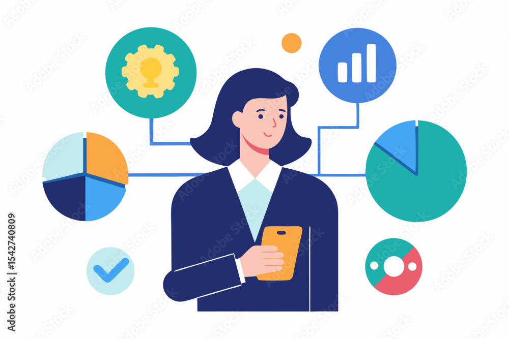 Businesswoman Investing in AI Startup via Mobile App with Futuristic Charts Businesswoman Investing in AI Startup via Mobile App with Futuristic Charts