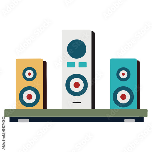 Modern Home Audio System Stereo Speakers and Subwoofer Setup for Enhanced Sound Experience