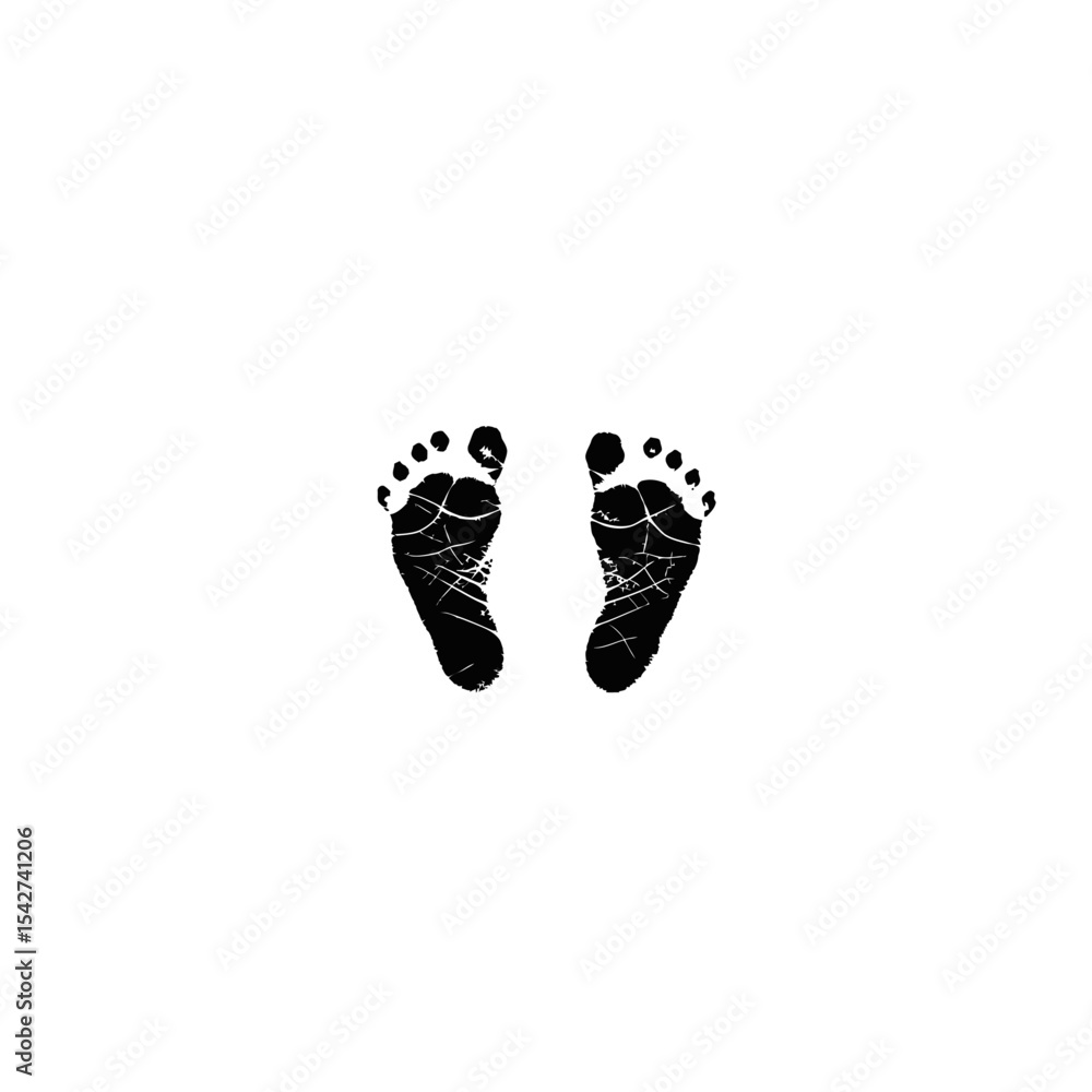 Pair of baby footprints isolated on white background show the tiny details Pair of baby footprints isolated on white background show the tiny details