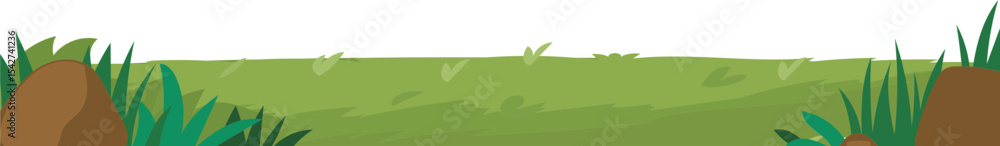 Fototapeta premium Fresh Lawn Divider vector border for nature, spring, landscape, and garden decoration