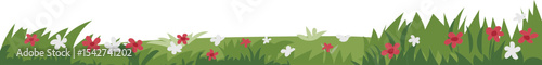 Spring Meadow with Ground vector border for nature, spring, landscape, and garden decoration