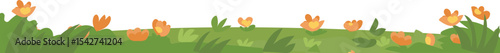 Short Grass Line Border vector border for nature, spring, landscape, and garden decoration