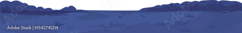 Blue Hill Horizon Edge vector border for nature, spring, landscape, and garden decoration