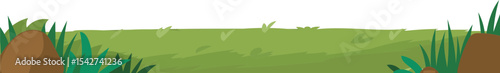 Fresh Lawn Divider vector border for nature, spring, landscape, and garden decoration