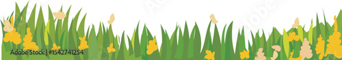 Yellow Grass Garden Trim vector border for nature, spring, landscape, and garden decoration