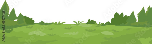 Bushy Shrub Line Edge vector border for nature, spring, landscape, and garden decoration