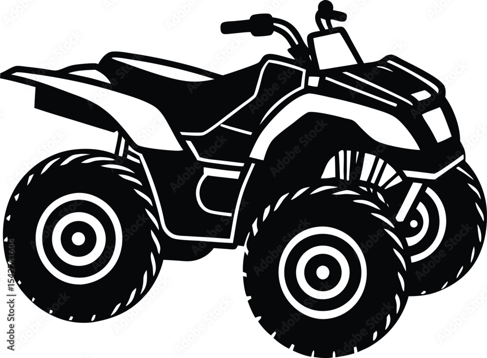 Obraz premium Black Quad Bike Silhouette On White Background