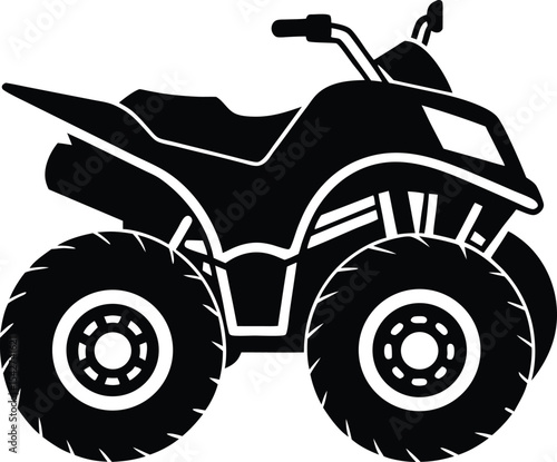 Black Quad Bike Silhouette On White Background

