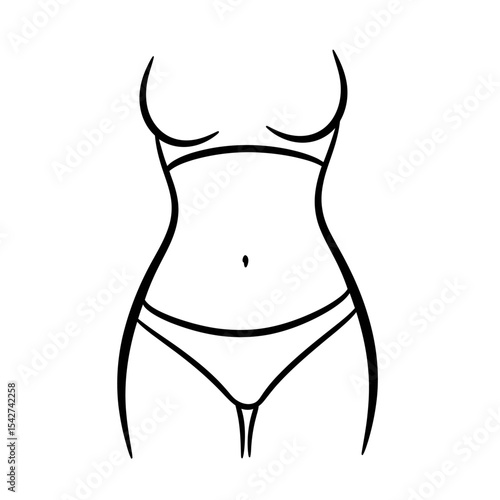 Outline of a womans body in bikini isolated on white background