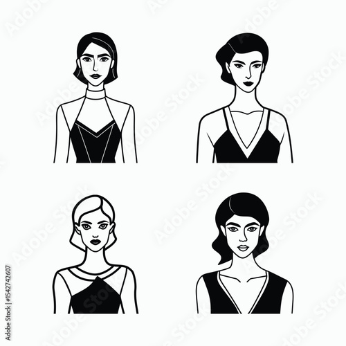 Elegant Woman Portrait Set – Fashion Beauty Silhouette Vector Collection