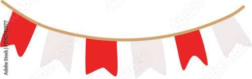 Festive Red and White Bunting Banner String