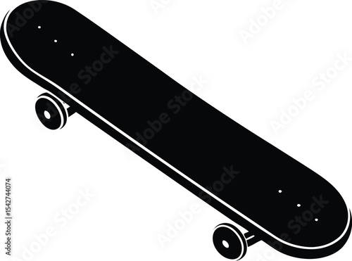 Black Skateboard Silhouette On White Background
