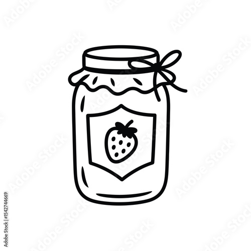 Hand Drawn Strawberry Jam Jar Illustration