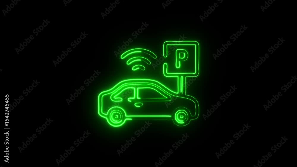 green car parking icon on black background green car parking icon on black background